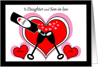 Daughter and Son-in-law Custom Valentines Champagne and Hearts card