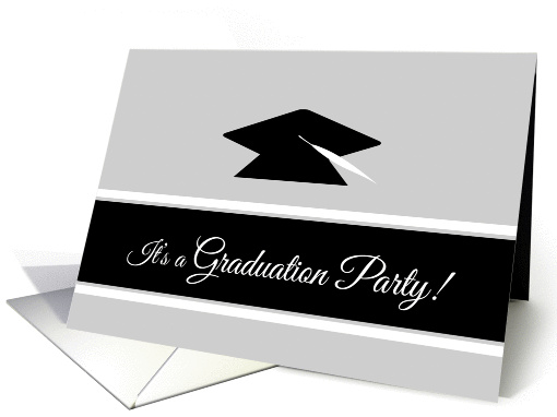 Invitation Graduation Party Graduation Cap in Black Grey White card