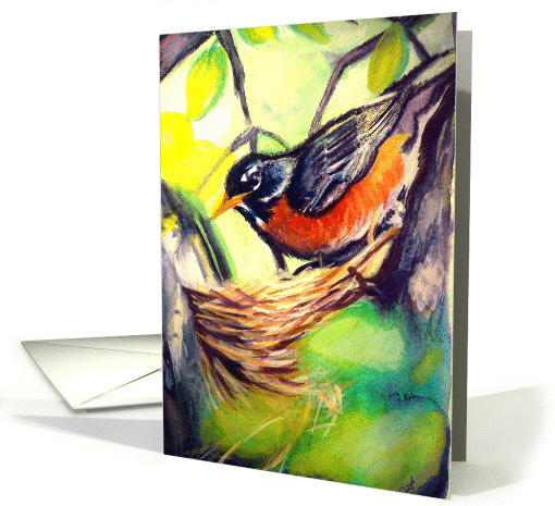 Announcement Expecting Baby Mother Robin Bird in Nest card (617682)
