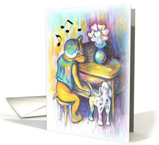 Feel Better Vasectomy Dog Playing Piano Illustration card (658357)