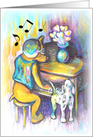 Feel Better Vasectomy Dog Playing Piano Illustration card