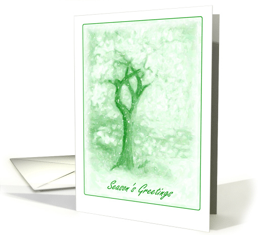 Christmas Season's Greetings Snowy Tree in Green card (718828)
