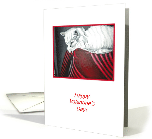 Friend Valentine's Day Handpainted Cat Print in Red Black White card
