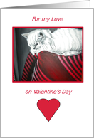 Partner/Lifepartner-Valentine’s Day-Handpainted Cat Print in Red,Black & White card