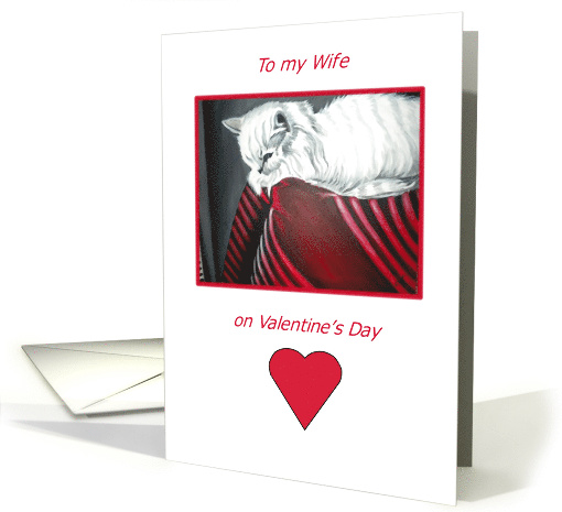 Wife Valentine's Day Handpainted Cat Print in Red Black & White card