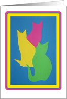 Triplets Birthday Three Colorful Cats Handmade Collage Print card