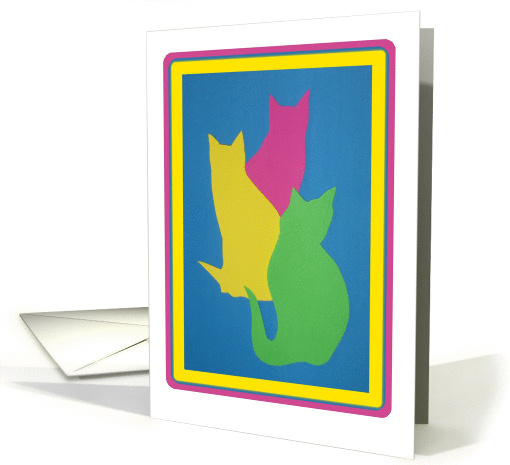 Birthday-Cat Handmade Colourful Cat Collage Print card (750258)