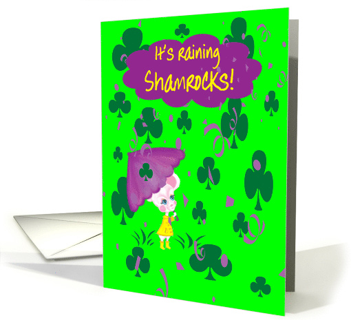 Parents St. Patrick's Day It's Raining Shamrocks Mouse Umbrella card
