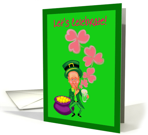 Invitation St. Patrick's Day Leprechaun Pipe Pink Shamrocks card