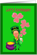 Invitation Birthday St. Patrick’s Day Leprechaun with Pipe card