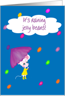 Teen Tween Easter It’s Raining Jelly Beans White Mouse card