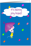 Kids Easter It’s Raining Jelly Beans Mouse Purple Umbrella card