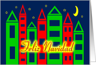Spanish Christmas Colorful Starry Night Cityscape card