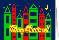 Christmas for Both Starry Night Colorful Cityscape card