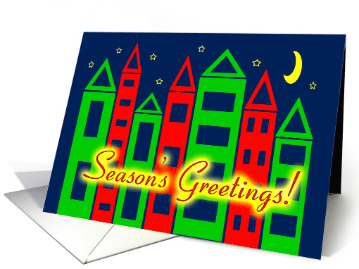 Missing You Christmas Starry Night Colorful Cityscape card (869382)