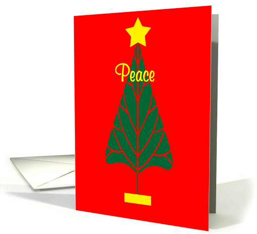 Christmas Peace Stylistic Evergreen Tree with Yellow Star card