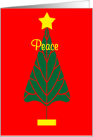 Religious Christmas Peace Tree and Yellow Star card