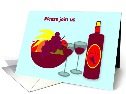 Invitation Customizable Colorful Wine and Fruit Bowl card (887823)