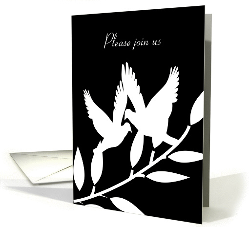 Invitation Civil Union Black and White Dove Silhouettes card (888006)