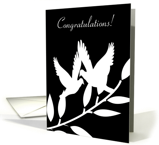 Congratulations Engagement Black and White Dove Silhouettes card