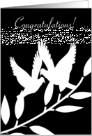 Congratulations Engagement Black and White Dove Silhouettes card