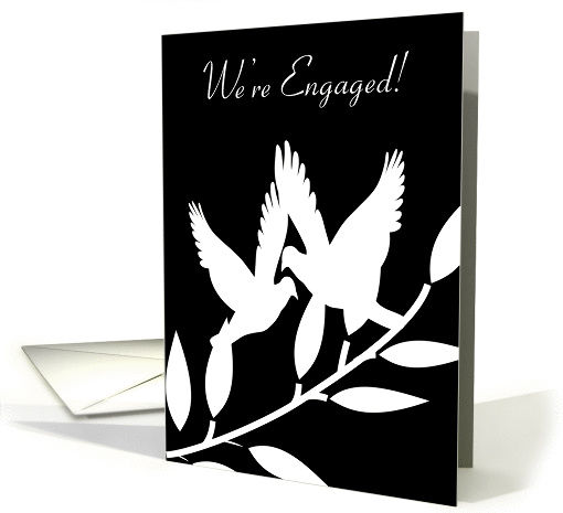 Engagement Announcement Black and White Dove Silhouettes card (888547)
