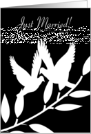 Marriage Announcement Black and White Dove Silhouettes card