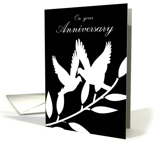 Congratulations from Both Anniversary Black and White Doves card