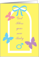Congratulations New Baby Boy Butterflies on Yellow card