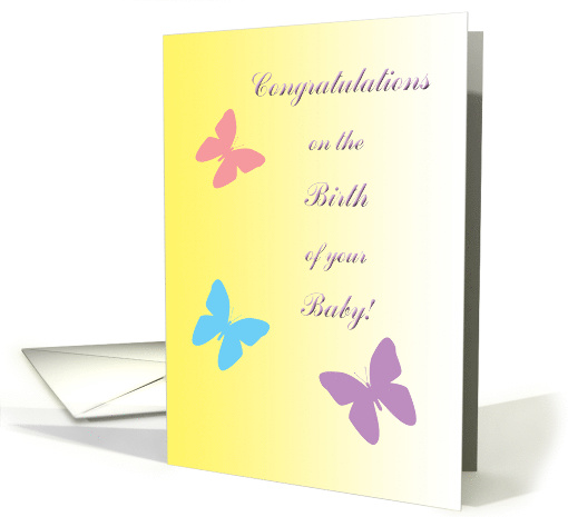 Congratulations New Baby Butterflies on Yellow card (918129)