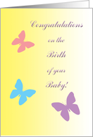 Congratulations New Baby Butterflies on Yellow card