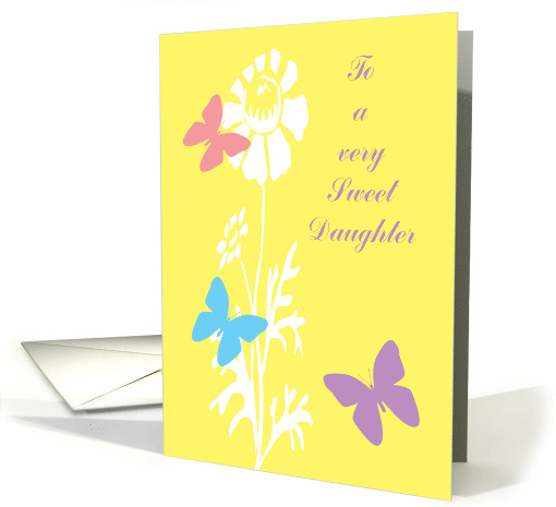 Daughter Birthday Coloured Butterflies on Yellow with... (918215)