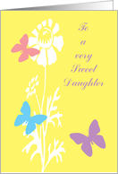 Daughter Encouragement Butterflies on Yellow with White Flower card