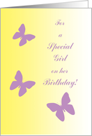 Birthday Teens Tweens Butterflies with Violet Flowers on Yellow card