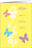 Friend Get Well Feel Better Colourful Butterflies with White Flowers card