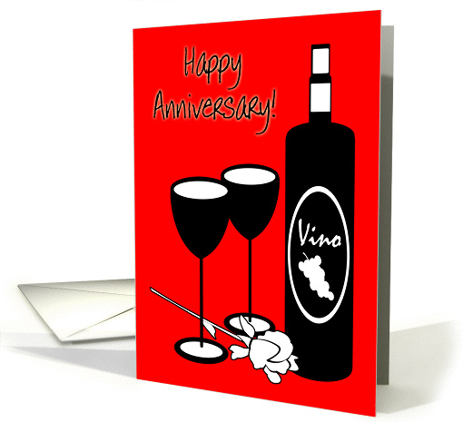 Spouse Wedding Anniversary Wine Bottle & Glasses card (932711)