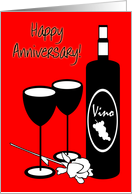 Spouse Wedding Anniversary Wine Bottle & Glasses card