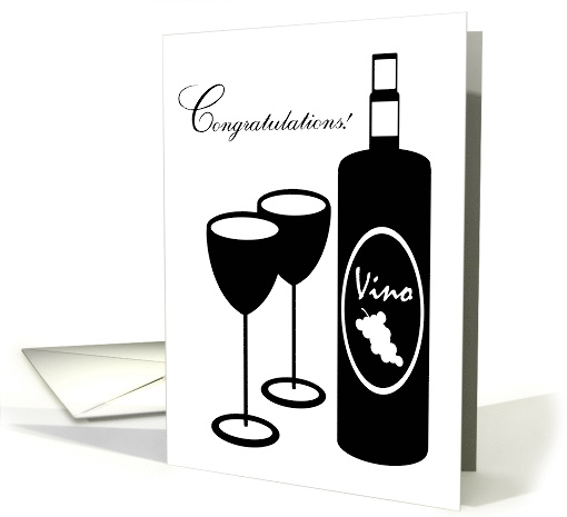 Congratulations Engagement Wine Bottle and Glasses card (933925)