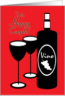 Valentine’s Day Couple Wine Bottle and Glasses card