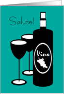 Birthday Non English Italian Salute Wine Bottle and Glasses card