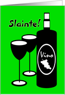 Happy New Year’s Non English Irish Salute Wine Bottle and Glasses card