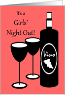 Girls’ Night Birthday Party Invitation Wine Bottle and Glasses card