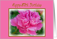 Happy 80th Birthday Beautiful Feminine Pink Peony Flower card