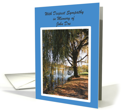 Sympathy Custom Named Weeping Willow Tree on Creek card (943366)