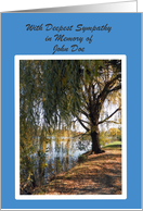 Sympathy Custom Named Weeping Willow Tree on Creek card