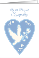 Sympathy Miscarriage White Dove and Flowers in Blue Heart card