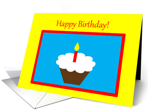 Happy Birthday Chocolate Cupcake With Red Candle card (945867)