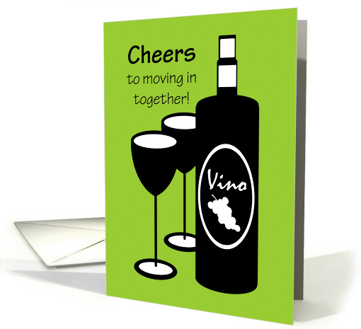 Congratulations Moving In Wine Bottle and Glasses card (951128)