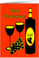 General Thanksgiving Wine Bottle Glasses and Grapes Card
