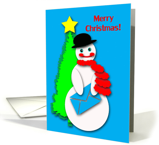 Humorous Christmas Snowman w/Card Cut Paper Collage Look card (985989)